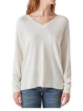 NWOT Lucky Brand Women's XXL V Neck Pullover Sweater Cream C1036